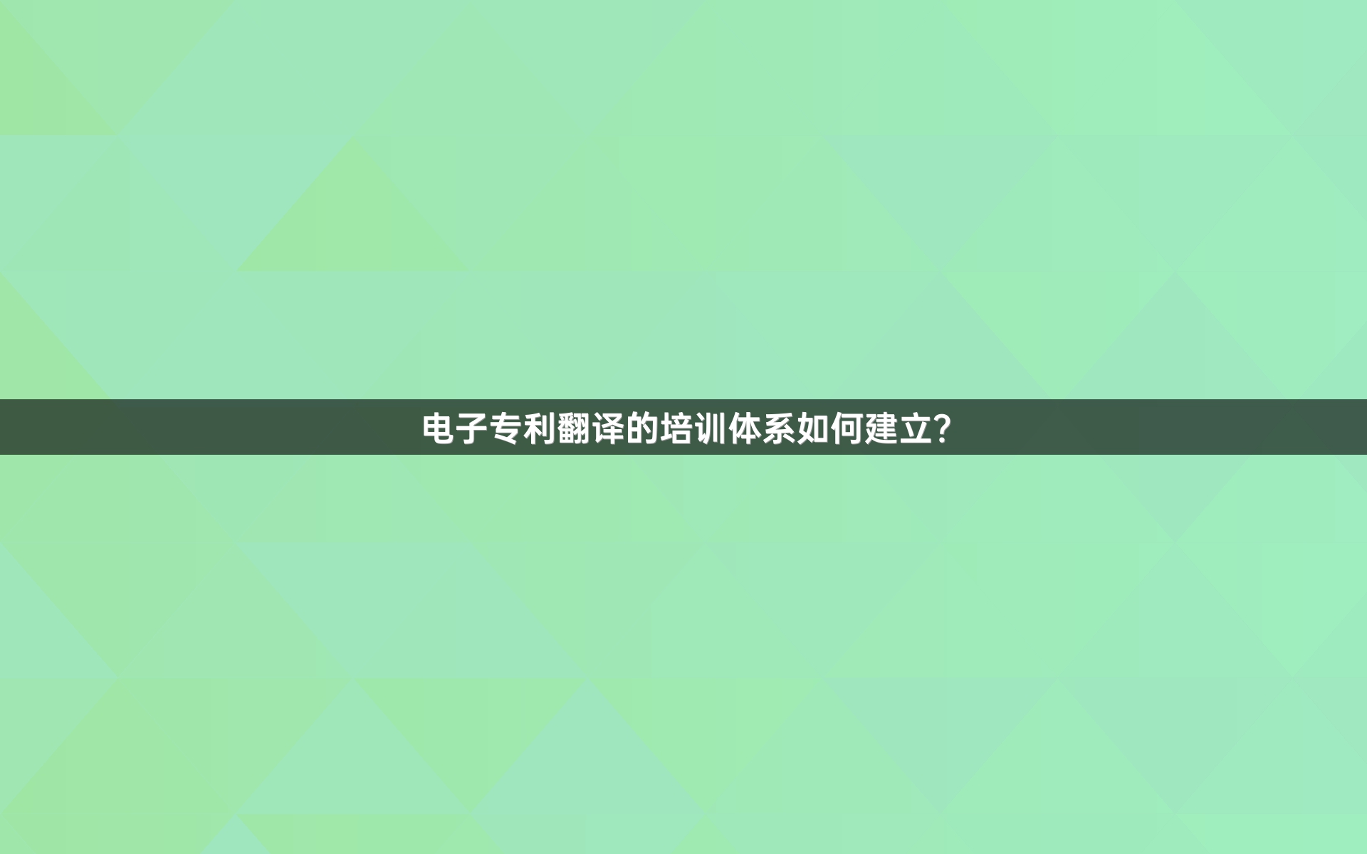 电子专利翻译的培训体系如何建立？