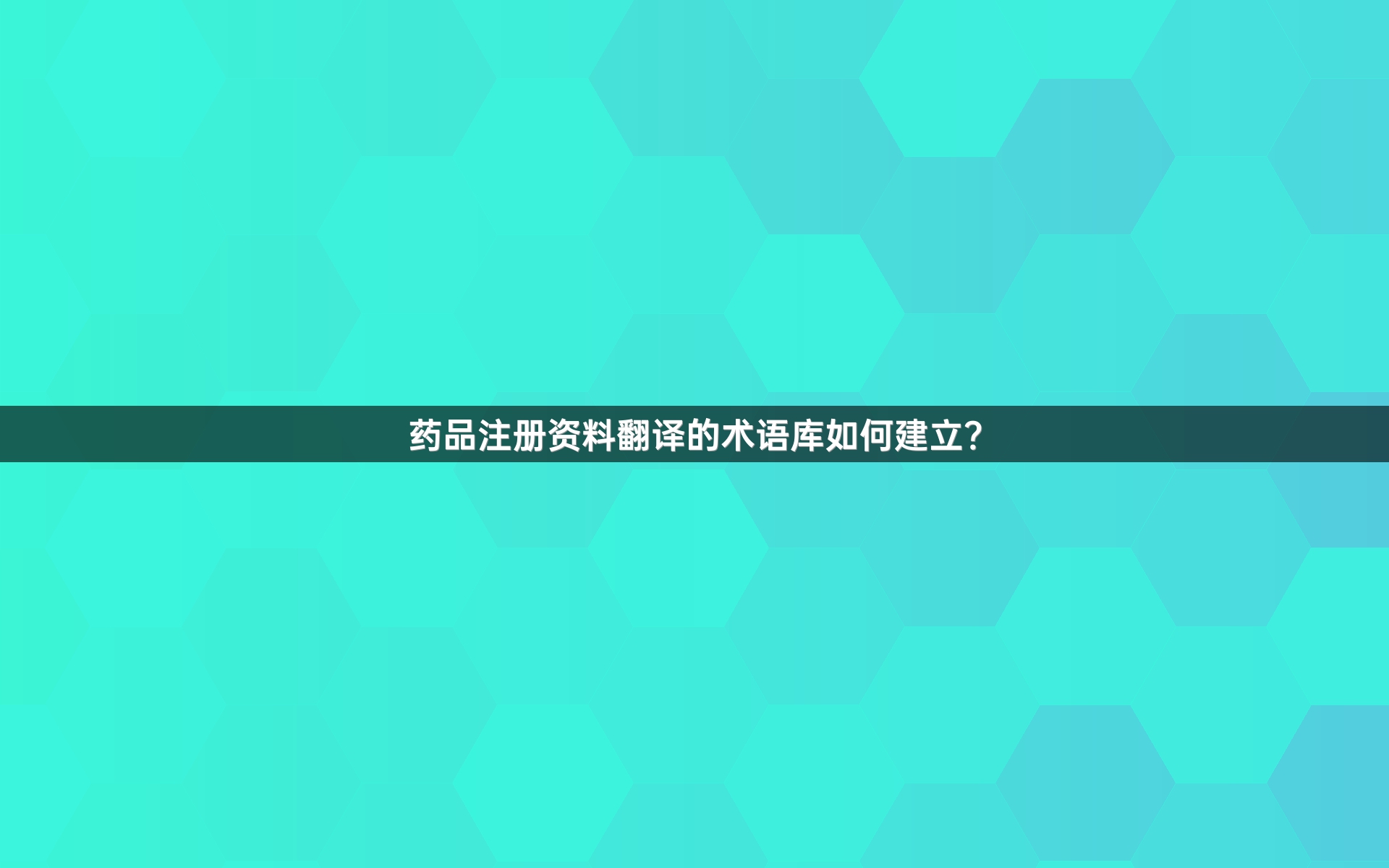 药品注册资料翻译的术语库如何建立？
