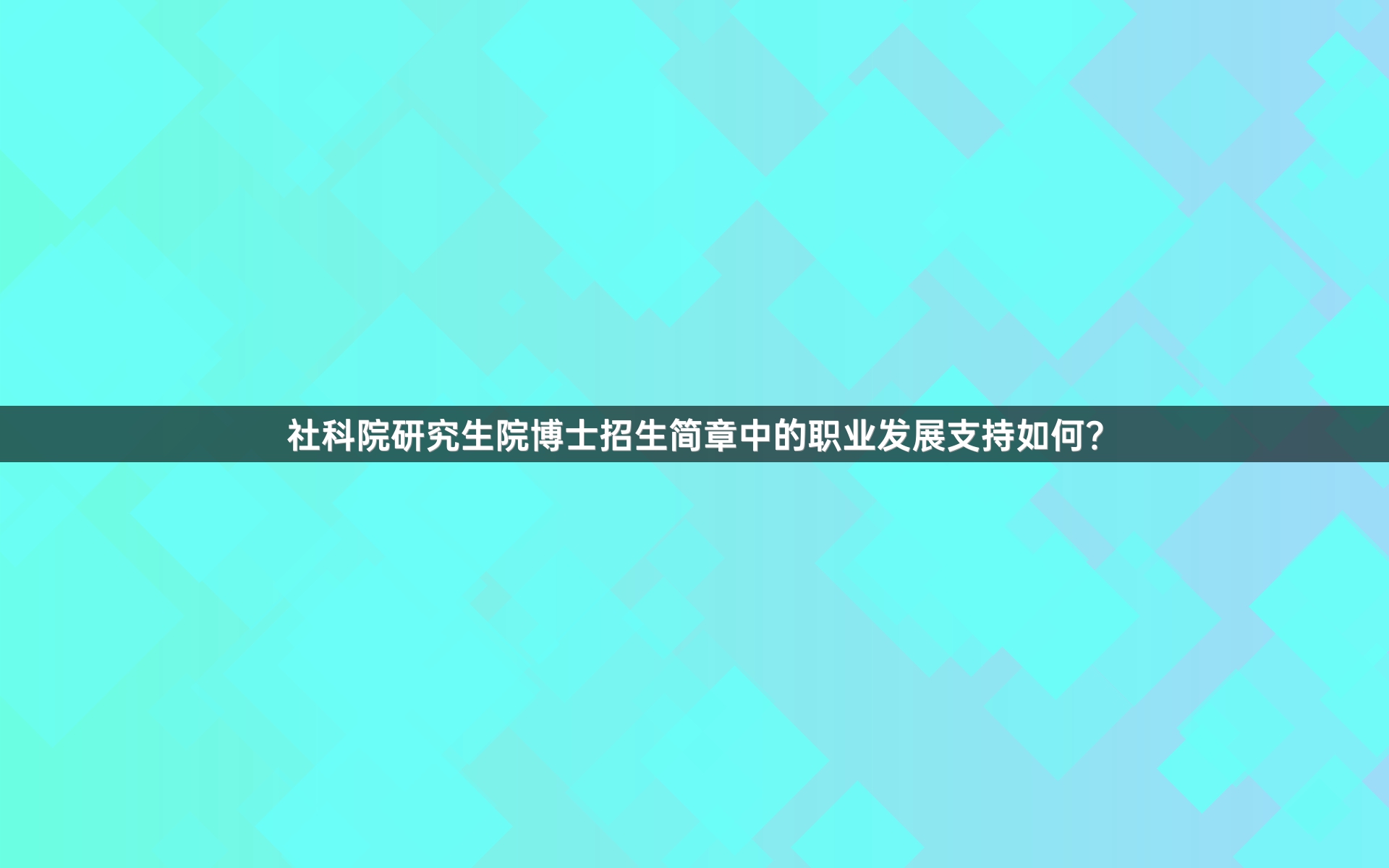 社科院研究生院博士招生简章中的职业发展支持如何？