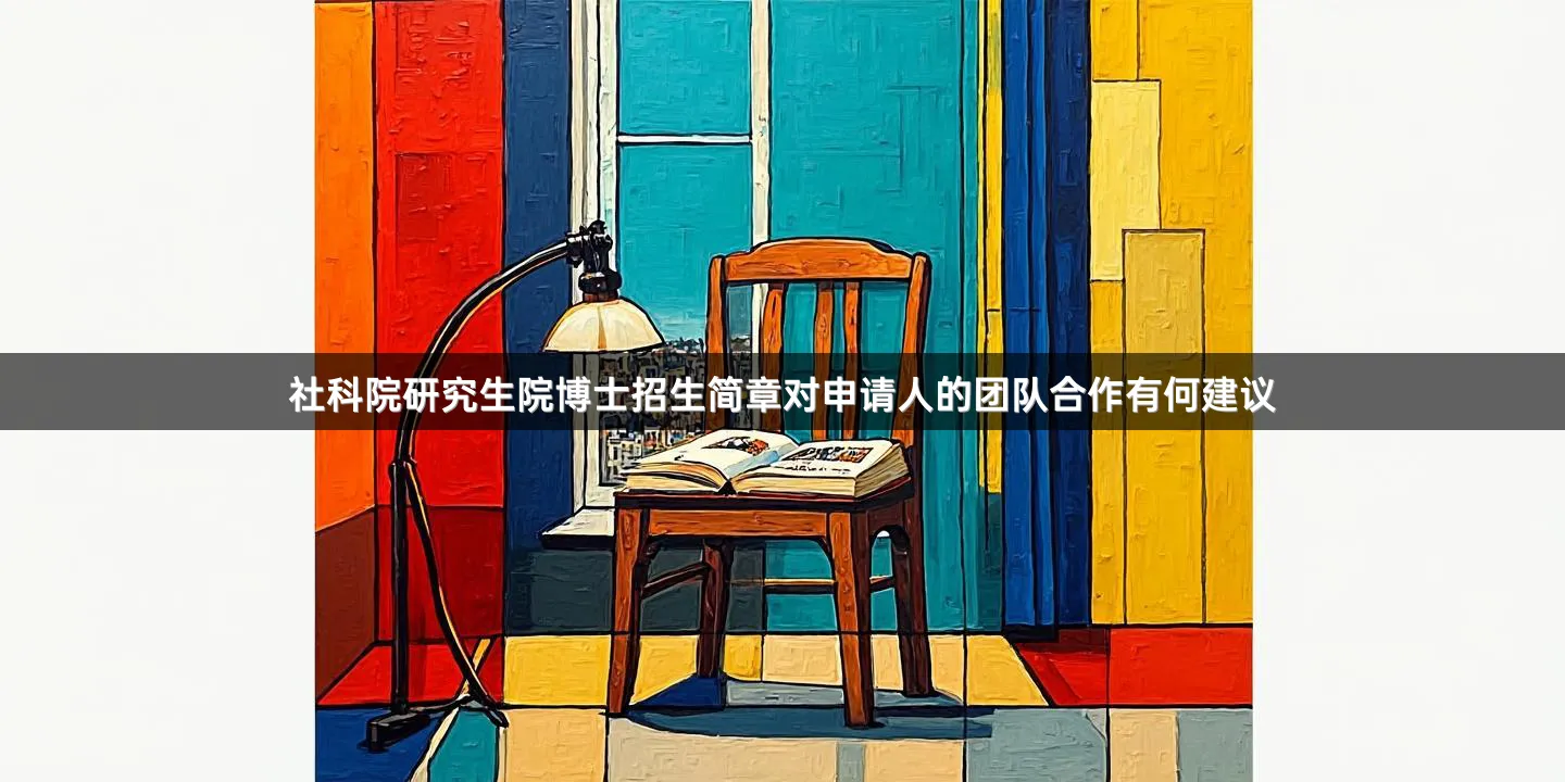 社科院研究生院博士招生简章对申请人的团队合作有何建议
