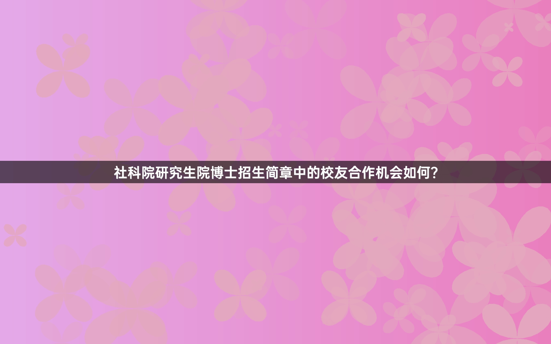 社科院研究生院博士招生简章中的校友合作机会如何？