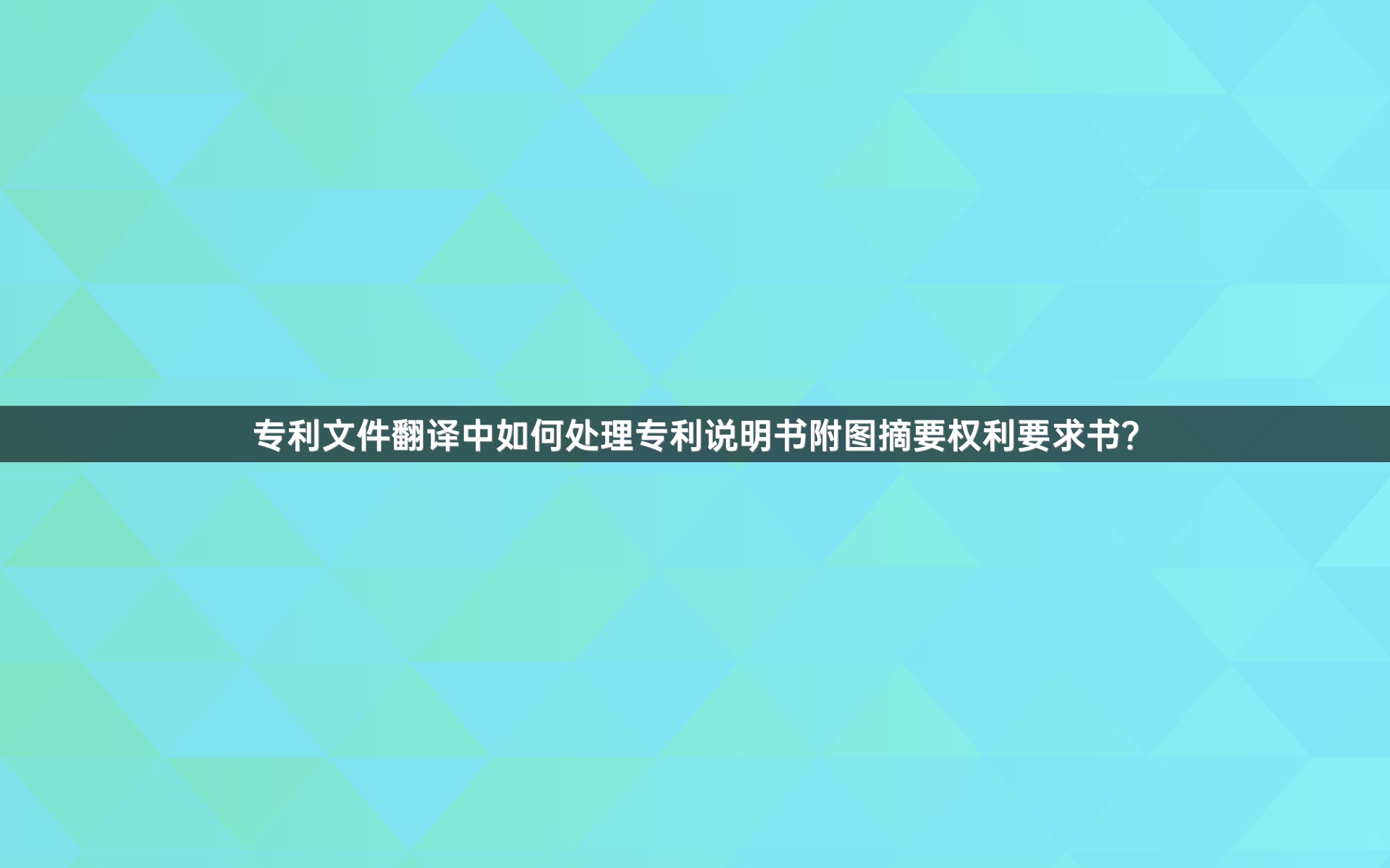 专利文件翻译中如何处理专利说明书附图摘要权利要求书？