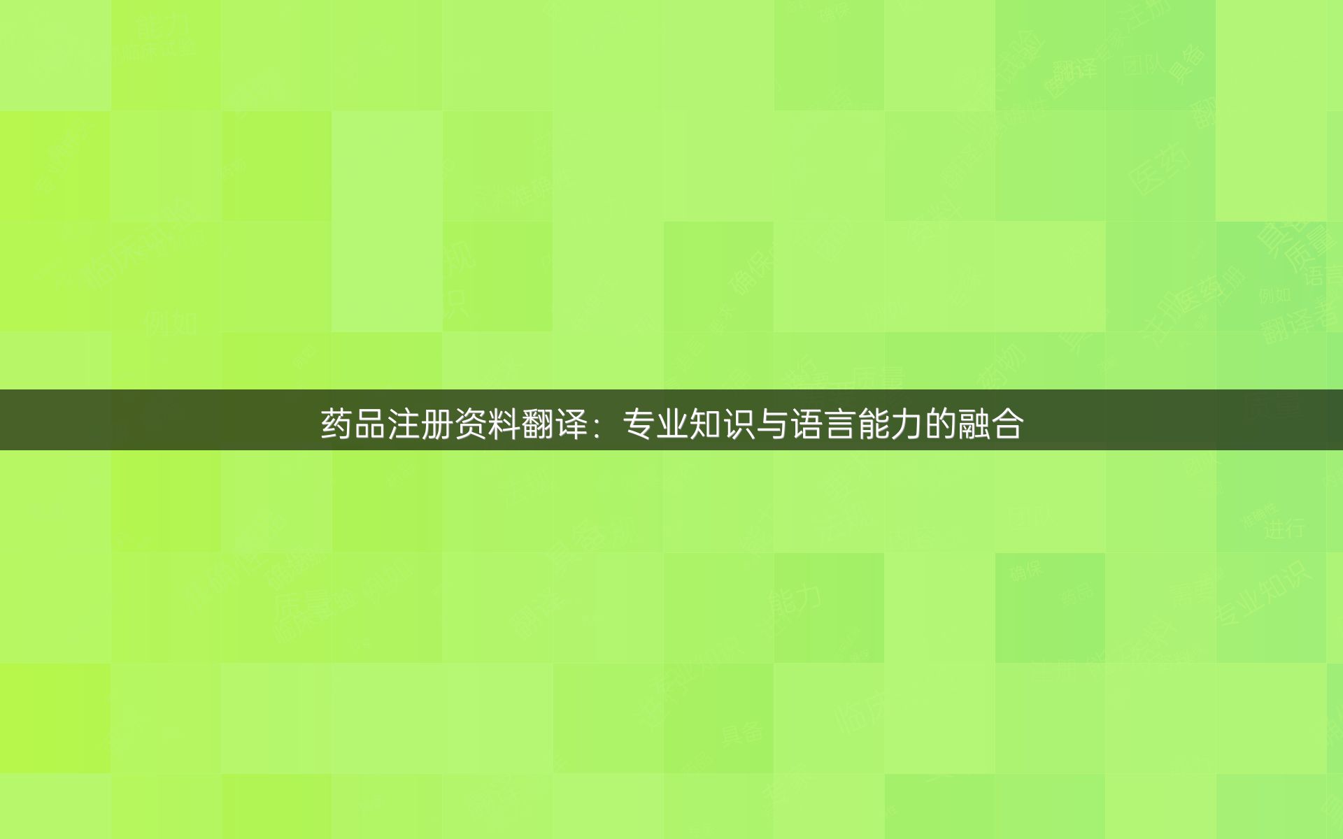 藥品注冊資料翻譯：專業(yè)知識與語言能力的融合