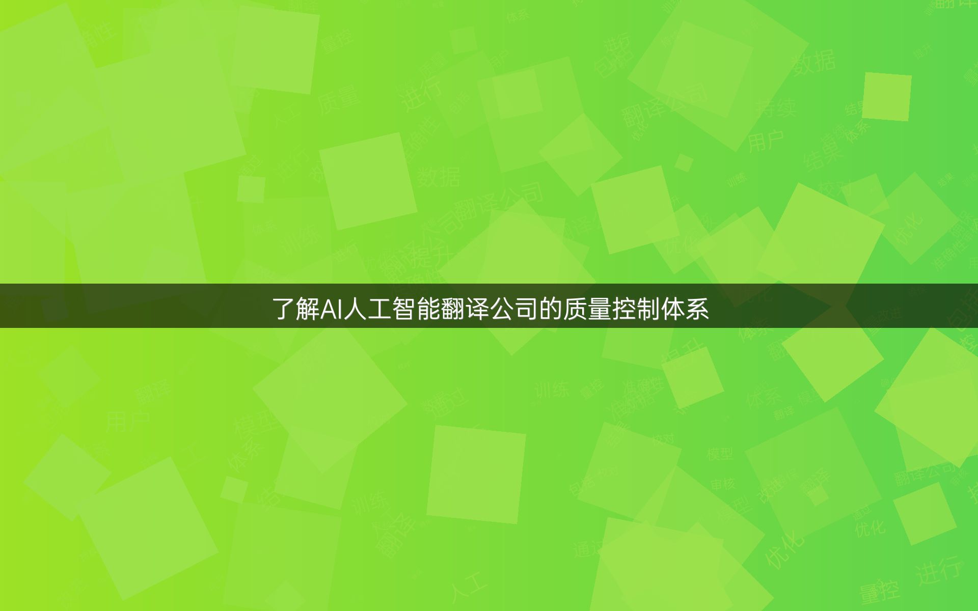 了解AI人工智能翻译公司的质量控制体系